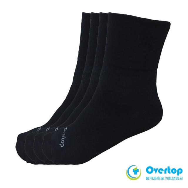 【Overtop】4+1件組 中筒 抗菌除臭 針織薄底 輕爽紳士襪 . 黑(4件組+隨機試穿襪一雙)