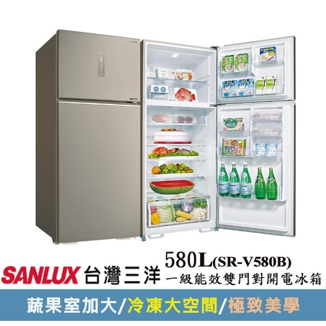 【SANLUX 台灣三洋】◆580公升一級能效變頻雙門冰箱(SR-V580B)