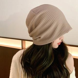 【Acorn 橡果】韓版百搭小臉防曬機能帽毛帽保暖月子帽套頭帽1759(咖啡)