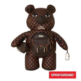 【SPRAYGROUND】CHECKMATE ROYALE 皇家格紋多口袋泰迪熊後背包(棕色)