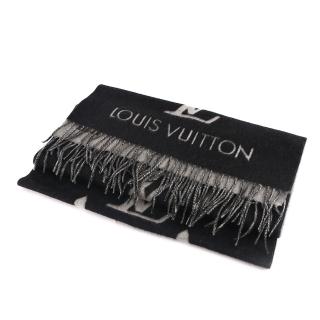 【Louis Vuitton 路易威登】Reykjavi 黑灰羊毛流蘇披肩/圍巾(M71040)