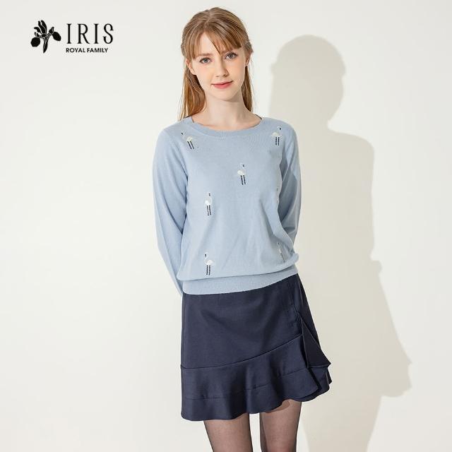 【IRIS 艾莉詩】典雅天鵝刺繡針織上衣-2色(36804)