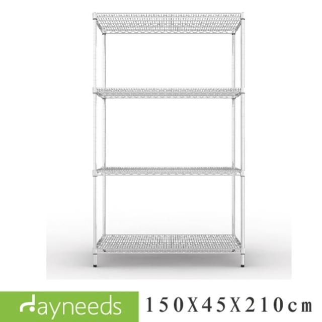 dayneeds 日需百備】荷重型150x45x210公分電鍍四層架(鐵力士架/收納層