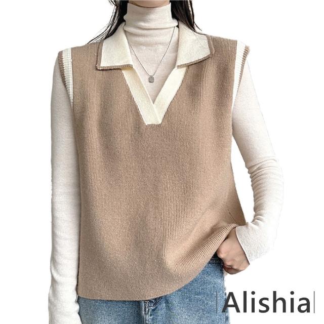 【Alishia】時尚四季氣質顯瘦針織背心 M-XL(現+預  米 / 卡其 / 深藍)