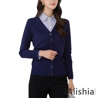 【Alishia】日常通勤生活V領針織外衫 S-2XL(現+預 黃 / 黑 / 深藍 / 米)