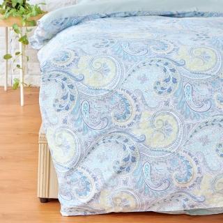 【伊德生活】埃及棉床包枕套組 變形蟲藍 雙人(埃及棉、床包、枕套)