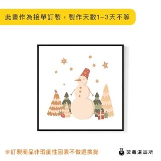 【菠蘿選畫所】聖誕雪人堆 - 40x40cm(冬季聖誕裝飾掛畫/聖誕節禮物)