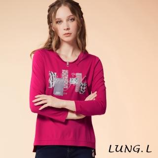 【LUNG.L 林佳樺】LN72A16 桃紅色貼布印花造型領長袖女裝上衣(女裝)