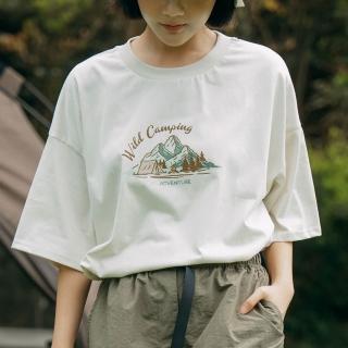 【Queenshop】女裝 情侶裝 短袖 親子系列 Wild camping露營印圖T 現+預 01039781