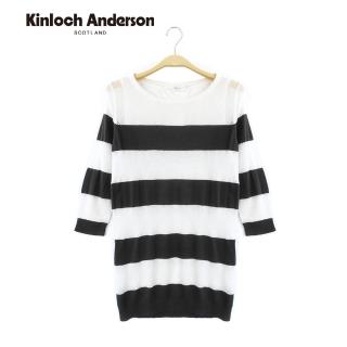 【Kinloch Anderson】橫條針織假兩件短袖上衣 金安德森女裝(KA0469014 黑/藍)
