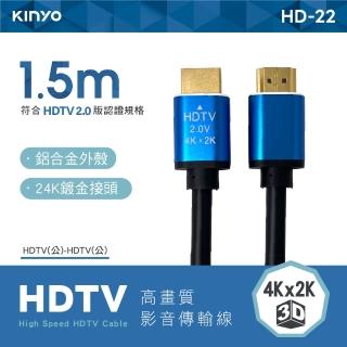 【KINYO】高畫質影音傳輸圓線/1.5M(HD-22)