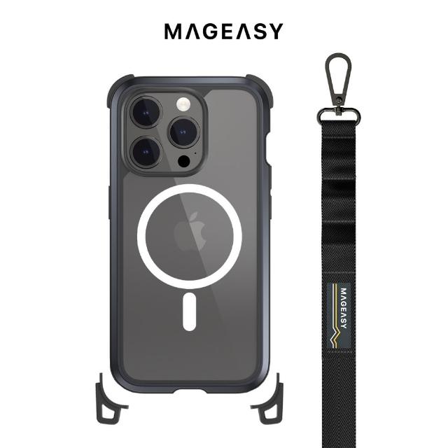 【MAGEASY】iPhone 15 Odyssey M STRAP 頂級超軍規防摔磁吸掛繩手機殼(支援MagSafe)