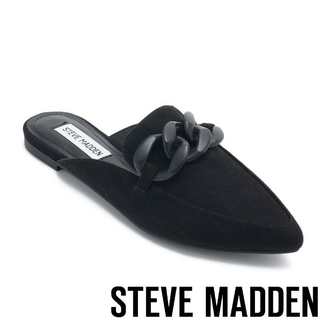 【STEVE MADDEN】FINLEY 絨布鍊條穆勒拖鞋(黑色)