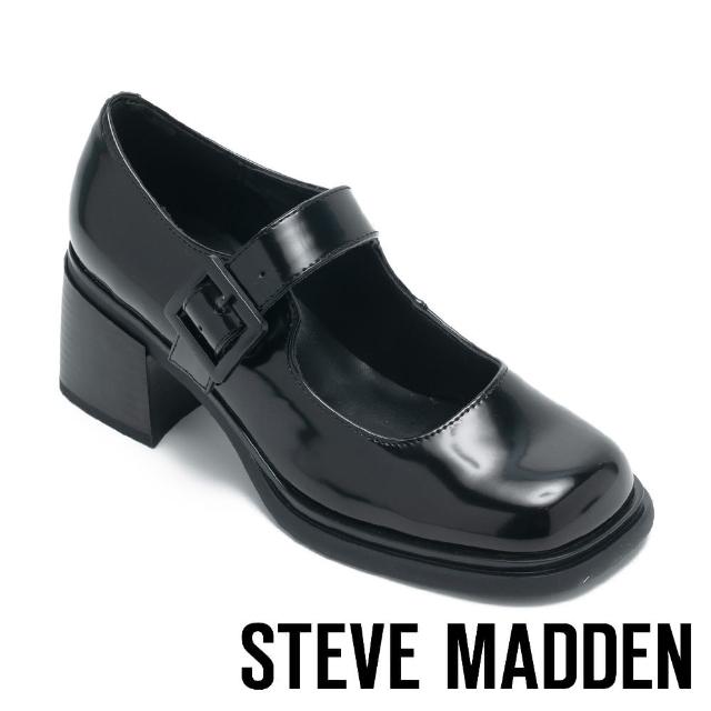 【STEVE MADDEN】GALLON 漆皮方頭瑪莉珍跟鞋(黑色)