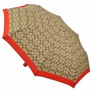 【COACH】時尚經典輕量型晴雨傘(駝+紅)