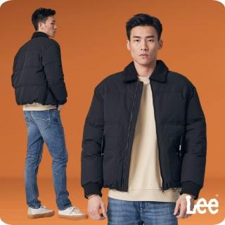 【Lee 官方旗艦】男裝 羽絨外套 / 異材質拼接領 氣質黑 舒適版型(LB315003K11)