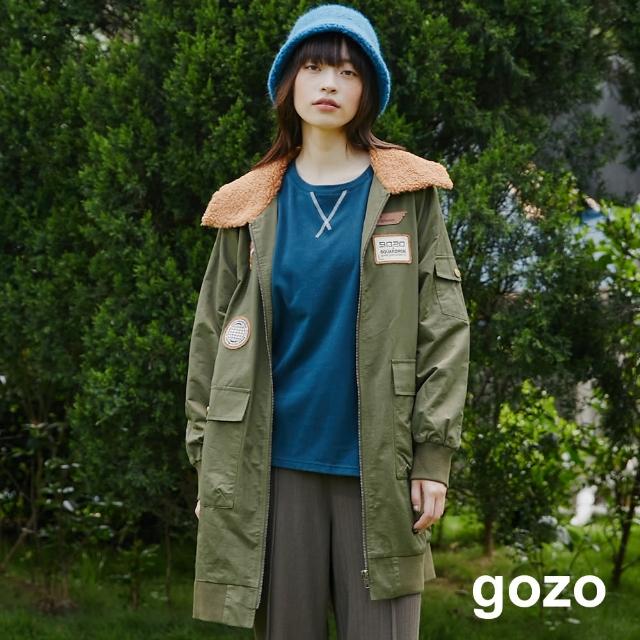 【gozo】保暖毛毛領長版飛行外套(兩色)