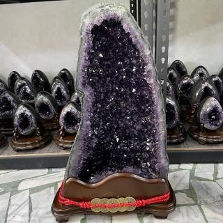 【千奇國際精品】頂級巴西紫水晶洞ESPa++☆35.3kg(共生瑪瑙邊 二次生長結晶 招正偏財 健康 貴人)
