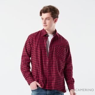 【ROBERTA 諾貝達】男裝 紅色格子長袖襯衫-冬季限定-純棉刷毛保暖織品(台灣製)