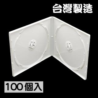【臺灣製造】雙片裝10mm摔不破PP亮白色CD盒/DVD盒/光碟盒/CD殼/有膜(100個)