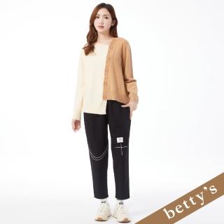 【betty’s 貝蒂思】腰鬆緊造型繡線長褲(黑色)