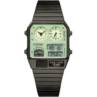 【CITIZEN 星辰】夜光型者限定款 80年代復古時尚計時雙顯錶-32.5x40.6mm 畢業 禮物(JG2147-85X)
