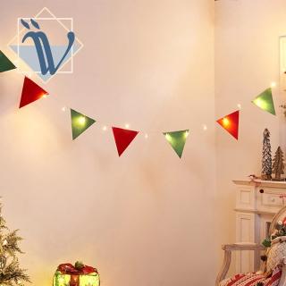 【Viita】LED派對佈置燈串 耶誕聖誕彩色掛旗掛飾 電池款 三角旗3M