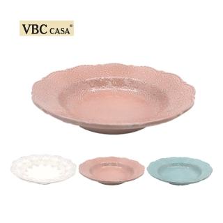 【義大利La Ceramica VBC】手工唯美蕾絲系列 25cm湯盤--粉嫩3色可選(義大利製 9.8吋)