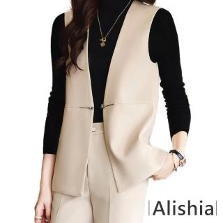 【Alishia】時尚精緻無袖馬甲西裝外套 S-4XL(現+預 棕 / 黑 / 灰 / 米)