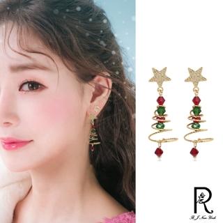 【RJ New York】韓式設計聖誕樹螺旋星星耳環(金色)