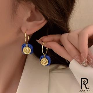 【RJ New York】法式時髦藝術人像金幣耳環(銀色)