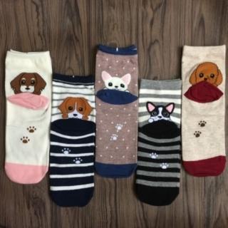 【PS Mall】可愛狗狗條紋襪子 3入(J853)