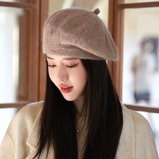 【Acorn 橡果】韓系顯小臉貝蕾帽畫家帽毛帽南瓜帽遮陽帽1754(卡其)