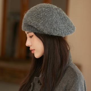 【Acorn 橡果】韓系顯小臉貝蕾帽畫家帽南瓜帽遮陽帽毛帽1746(深灰)