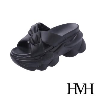 【HMH】厚底涼鞋 交叉涼鞋/辮帶交叉造型百搭厚底涼鞋(黑)