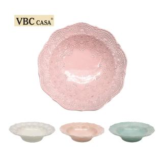 【義大利La Ceramica VBC】手工唯美蕾絲系列 19cm麥片碗--粉嫩3色可選(義大利手工)