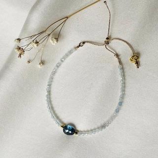 【Dinner collection】倫敦托帕石+海水藍寶珠手鍊