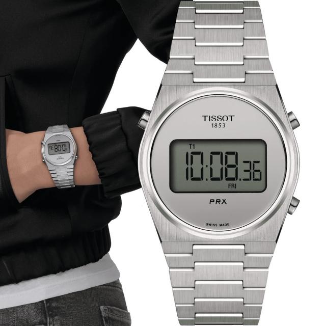 【TISSOT 天梭 官方授權】PRX Digital 數位石英手錶 母親節 禮物(T1372631103000)