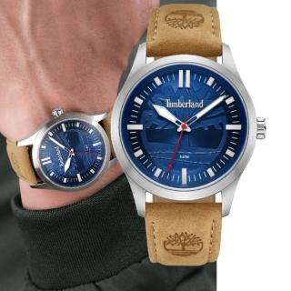 【Timberland】天柏嵐 RAMBUSH系列 戶外風格腕錶 皮帶-藍/小麥色42mm(TDWGA0029603)