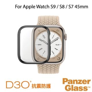 【PanzerGlass】Apple Watch S9 / S8 / S7 45mm 全方位D3O抗震防護高透鋼化漾玻保護殼-黑(D3O奈米抗震防護)