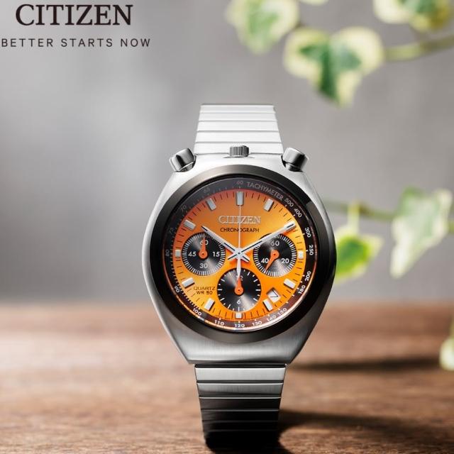【CITIZEN 星辰】Chronograph Tsuno Chrono 限定款 牛頭錶 計時手錶-橘(AN3660-81X)