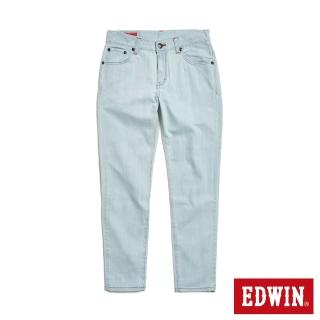【EDWIN】男裝 斜袋紅線窄管牛仔褲(漂淺藍)