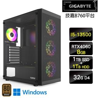 【技嘉平台】i5十核GeForce RTX 4060 Win11{創世者W}電競機(I5-13500/B760/32G/1TB/1TB_M.2)