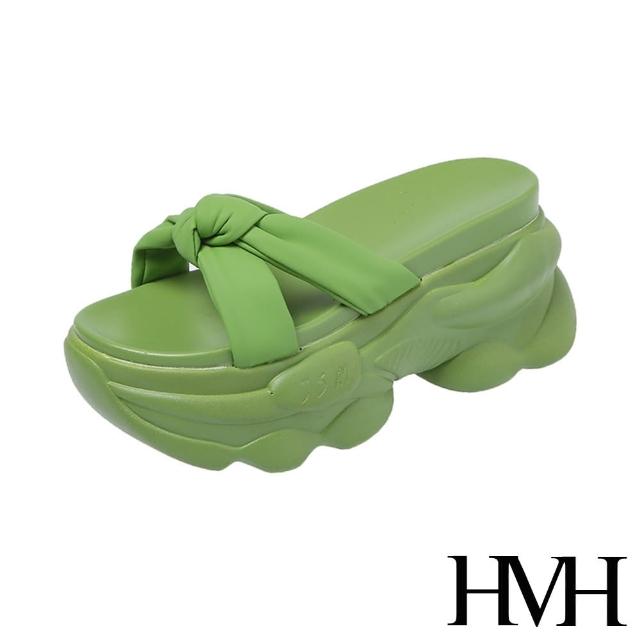 【HMH】坡跟拖鞋 厚底拖鞋 蝴蝶結拖鞋/優雅蝴蝶結造型坡跟厚底拖鞋(綠)
