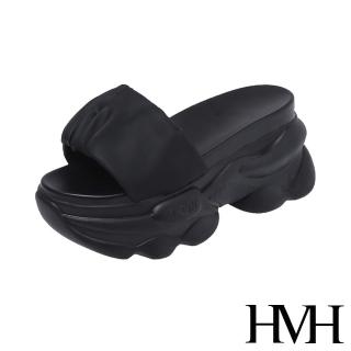 【HMH】厚底拖鞋 一片式拖鞋/個性厚底百搭一片式造型拖鞋(黑)