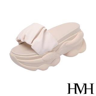 【HMH】厚底拖鞋 一片式拖鞋/個性厚底百搭一片式造型拖鞋(米)
