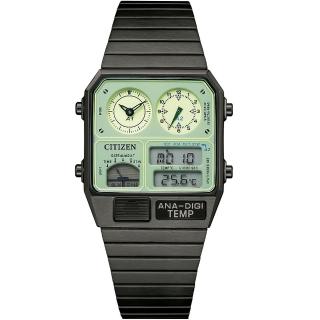 【CITIZEN 星辰】夜光型者80年代復古手錶 指針/數位/溫度顯示 送行動電源 畢業禮物(JG2147-85X)