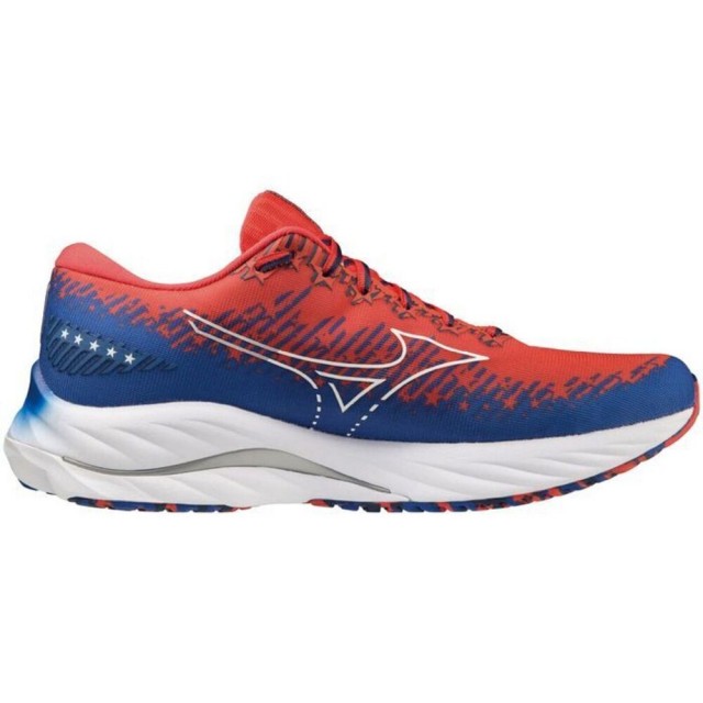 【MIZUNO 美津濃】WAVE RIDER 27 女款 USA 緩震 運動 慢跑鞋 紅藍(J1GD235224)