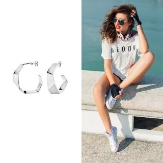 【Calvin Klein 凱文克萊】Origami系列鋼色耳環(ck耳環)