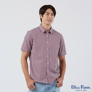 【Blue River 藍河】男裝 紅色短袖襯衫-經典雙色小格紋(日本設計 純棉舒適)